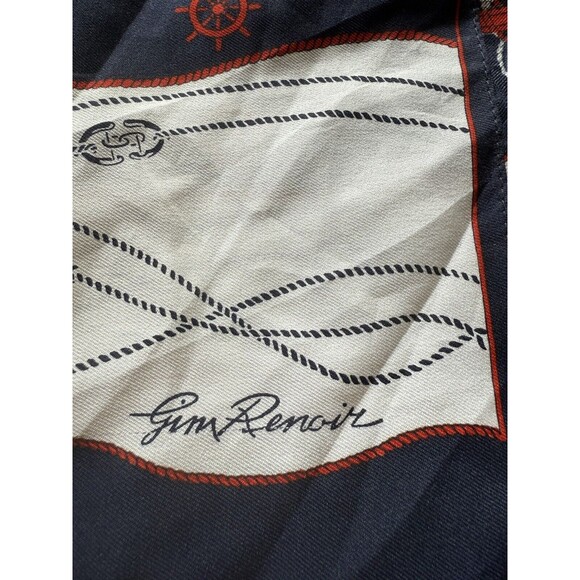 Gim Renoir Nautical Rectangle Scarf 55” x 11” Blue White Red - Picture 2 of 8
